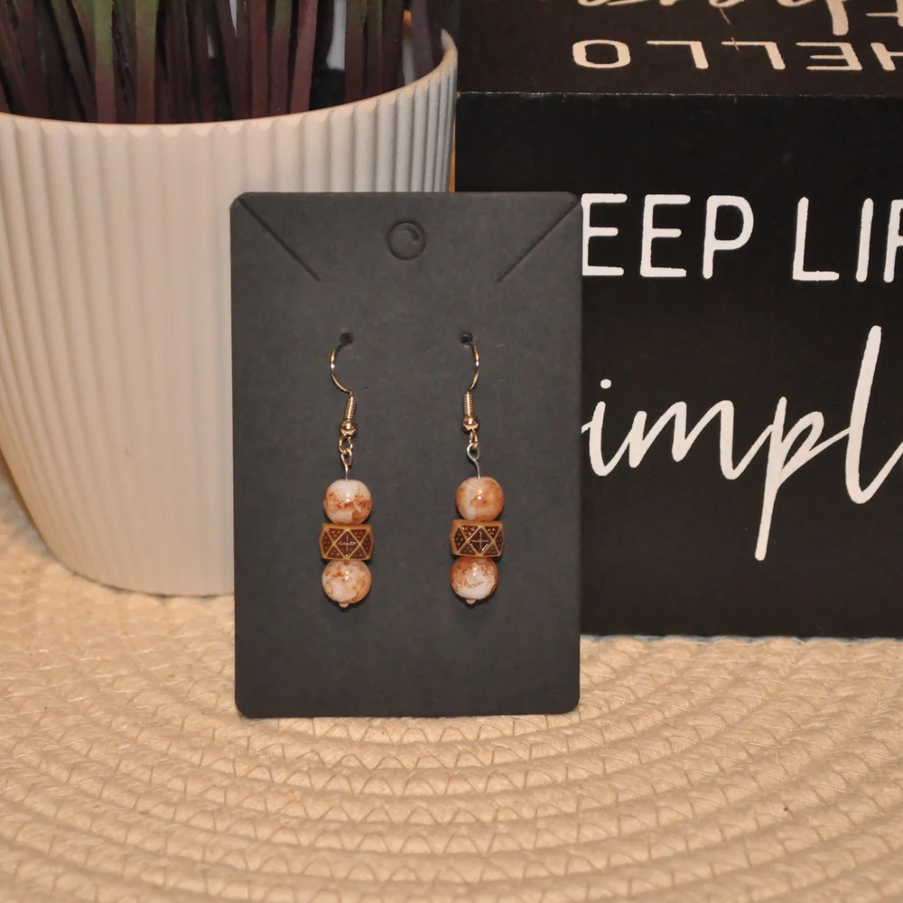 NWT Simple Brown Circular Dangle Earrings